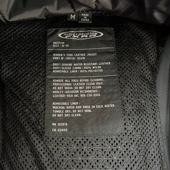Women’s Harley Davidson Black Leather FXRG Heavy Layer Jacket Med #98520-05VW - Picture 15 of 16